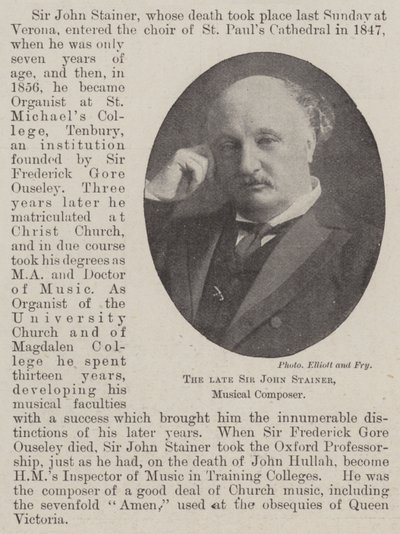 El difunto Sir John Stainer, Compositor Musical de English Photographer