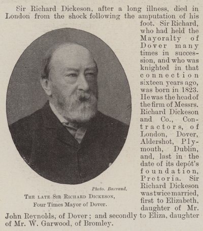 El difunto Sir Richard Dickeson, Cuatro Veces Alcalde de Dover de English Photographer