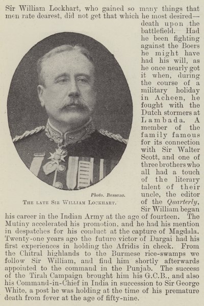 El difunto Sir William Lockhart de English Photographer