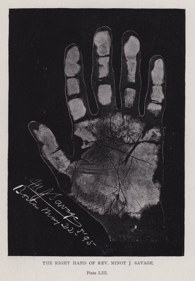 La mano derecha del Rev. Minot J Savage de English Photographer
