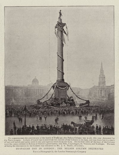 Día de Trafalgar en Londres, la columna de Nelson decorada de English Photographer