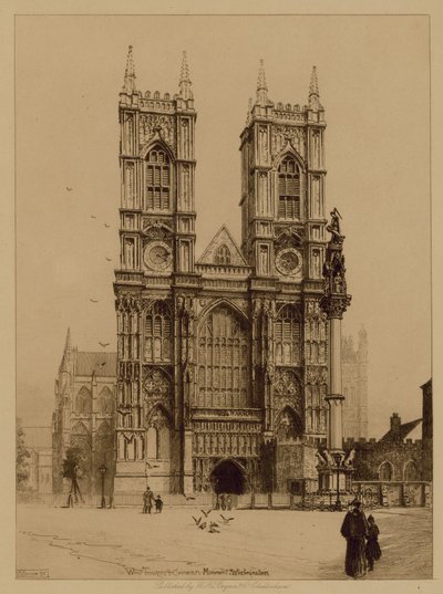 Torre Oeste y Monumento de Crimea en la Abadía de Westminster de English Photographer