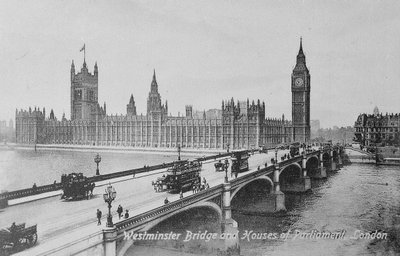 Puente de Westminster y las Casas del Parlamento, c.1902 de English Photographer