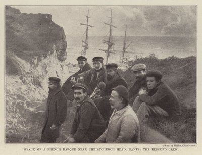 Naufragio de un bergantín francés cerca de Christchurch Head, Hants, la tripulación rescatada de English Photographer