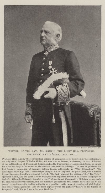 Escritores del Día, el Muy Honorable Profesor Frederick Max Muller, LLD, DCL de English Photographer