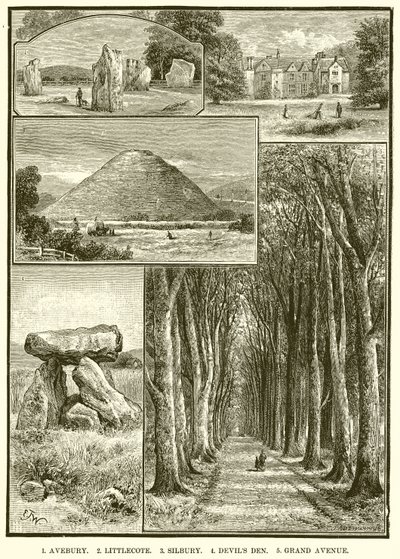 1. Avebury. 2. Littlecote. 3. Silbury. 4. La guarida del diablo. 5. Gran avenida de English School