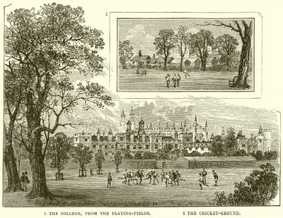 1. El colegio, desde los campos de juego. 2. El campo de cricket de English School
