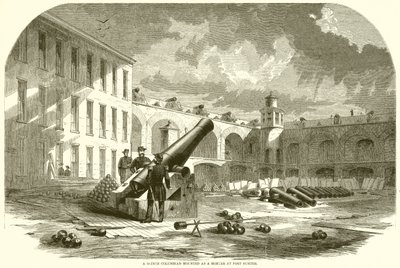 Un Columbiad de 10 pulgadas montado como mortero en Fort Sumter de English School