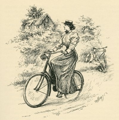 Una ciclista del siglo XIX. De la revista The Strand Magazine, publicada en 1897. de English School