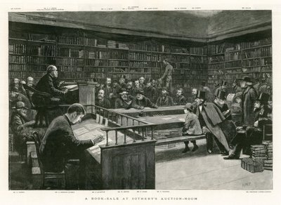 Venta de libros en la sala de subastas de Sothebys de English School