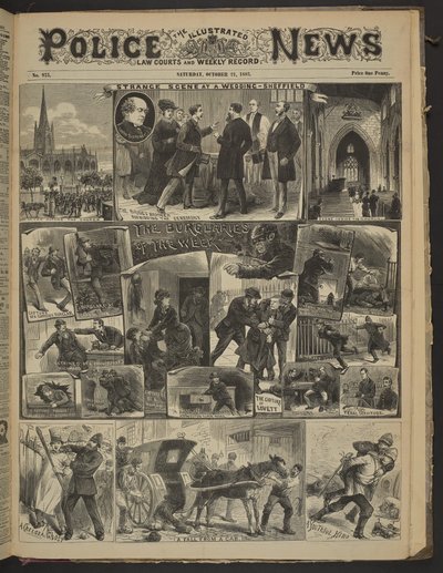 "A CHELSEA GHOST.", Illustrated Police News, 21 de octubre de 1882 (papel de periódico) de English School