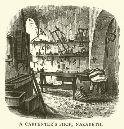 Una carpintería, Nazaret (grabado) de English School