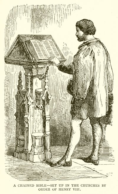 Una Biblia encadenada - Colocada en las iglesias por orden de Enrique VIII de English School