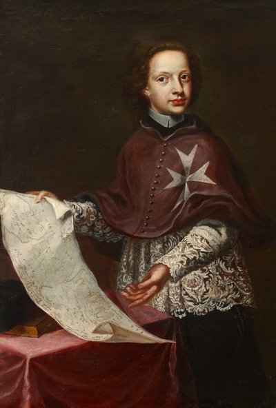 Un capellán de la Orden con un mapa de English School