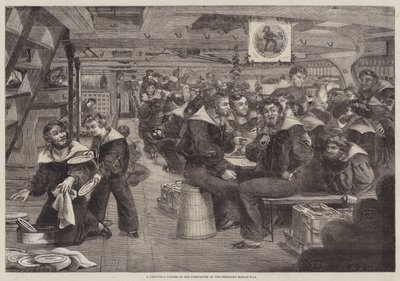 Cena de Navidad en el castillo de proa del Pembroke Man-of-War de English School