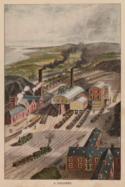 A Colliery (litografía en color) de English School