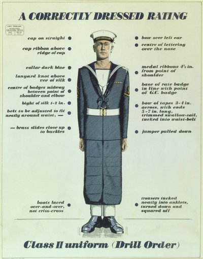 Un Marinero Vestido Correctamente, Uniforme de Clase II (Orden de Ejercicio), 1957 de English School
