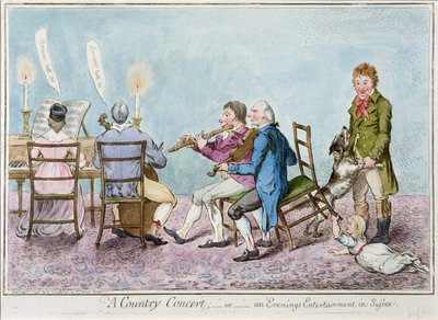 Un concierto campestre, o una noche de entretenimiento en Sussex, publicado por Hannah Humphrey en 1798 de English School