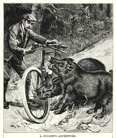 La aventura de un ciclista (grabado) de English School