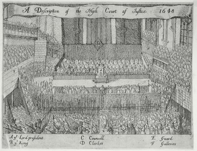 Una descripción del Alto Tribunal de Justicia (El juicio de Carlos I), siglo XVII de English School