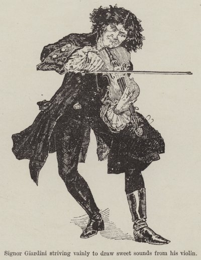 Un violín con una melodía (grabado) de English School