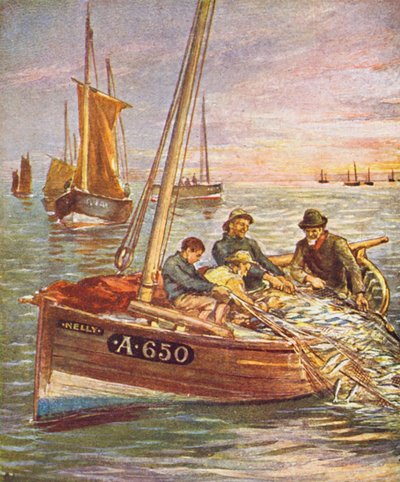 A Good Catch (litografía en color) de English School