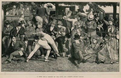 Un buen golpe - un boceto en el partido de críquet de Eton y Harrow de English School