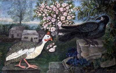 Una gallina de Guinea y una graja en un paisaje, c.1800 de English School