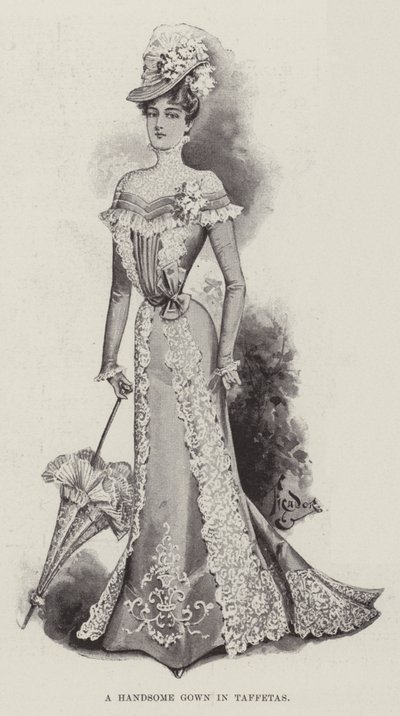Un elegante vestido de tafetán de English School