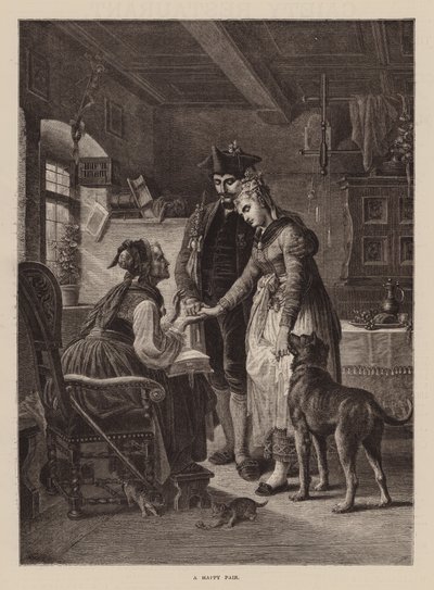 Una pareja feliz (grabado) de English School
