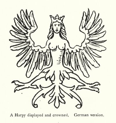 Una Harpía desplegada y coronada, versión alemana de English School