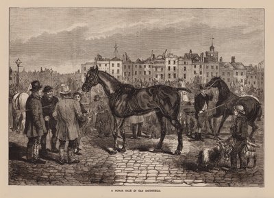 Una venta de caballos en Old Smithfield (grabado) de English School