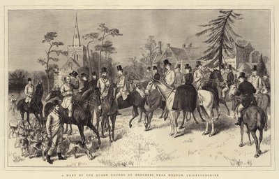 Una reunión de los sabuesos de Quorn en Brooksby, cerca de Melton, Leicestershire de English School
