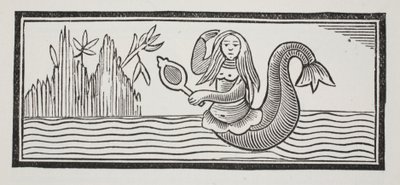 Una sirena, que presagia destrucción a los marineros, ilustración de Chap-books del siglo XVIII de John Ashton, pub. 1882 de English School