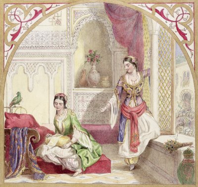 Un interior morisco con dos mujeres, c.1840 de English School