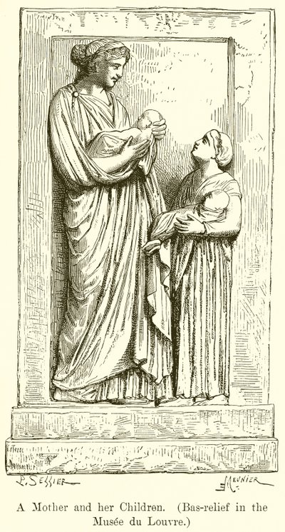 Una Madre y sus Hijos. (Bajo Relieve en el Museo del Louvre) de English School
