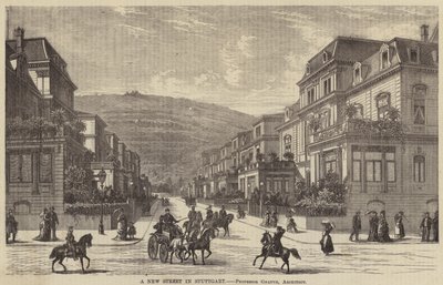 Una nueva calle en Stuttgart (grabado) de English School