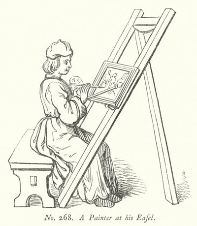 Un pintor en su caballete (grabado) de English School