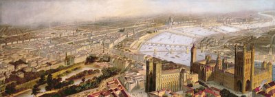 Vista panorámica de Londres desde Westminster, c.1858 de English School