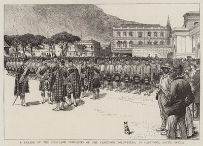 Un desfile de las compañías de Highland de los voluntarios de Ciudad del Cabo, en Ciudad del Cabo, Sudáfrica de English School
