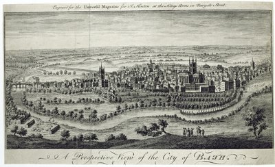 Vista en perspectiva de la ciudad de Bath, grabado para la Universal Magazine de English School