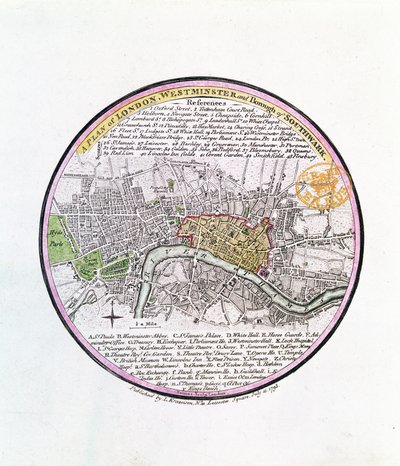 Un plano de Londres, Westminster y el Borough de Southwark, 1793 de English School