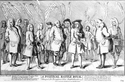 Una batalla política real diseñada para el nuevo anfiteatro de Broughton, c.1743 de English School