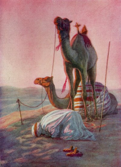 Una oración en el desierto (litografia en color) de English School