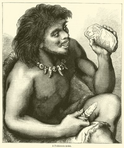 Un artista prehistórico (grabado) de English School