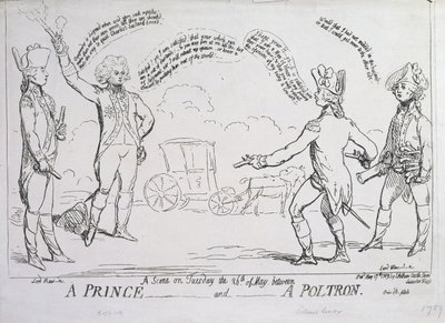 Un príncipe y un cobarde, publicado por J. Aitken en 1789 de English School