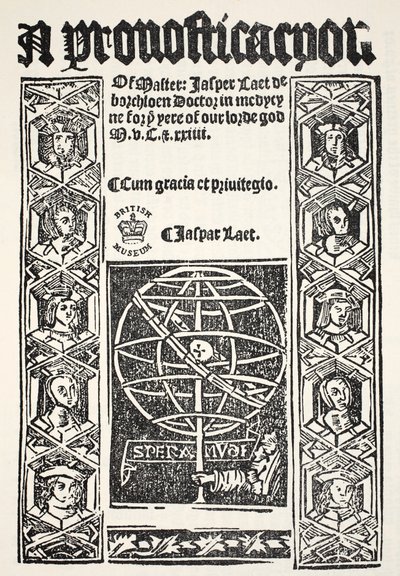 Una Prognosticación, por Jasper Laet (fl.1485-1532), impreso por R. Bankes, 1524 de English School