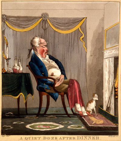 Una Siesta Tranquila Después de la Cena, impresión hecha por H. Pyall, c.1827-33 de English School