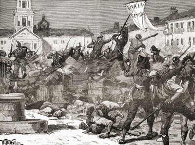 Una insurrección republicana en Málaga, España, durante la Revolución Gloriosa( La Gloriosa de English School