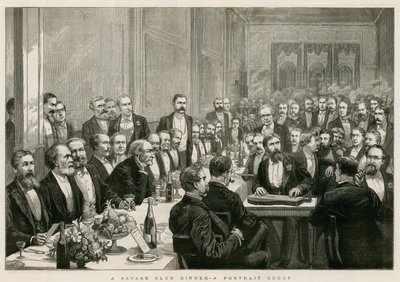 Una cena del Savage Club, un retrato grupal de English School